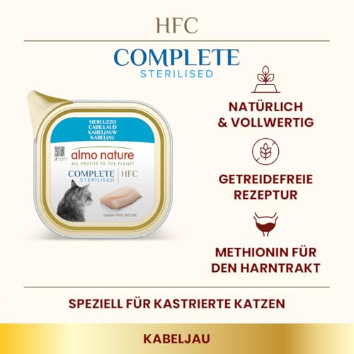Almo Nature HFC Complete Sterilised Nassfutter Kabeljau 17x85g