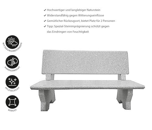 Dehner Premium Lovely Gartenbank 2-Sitzer Granit grau