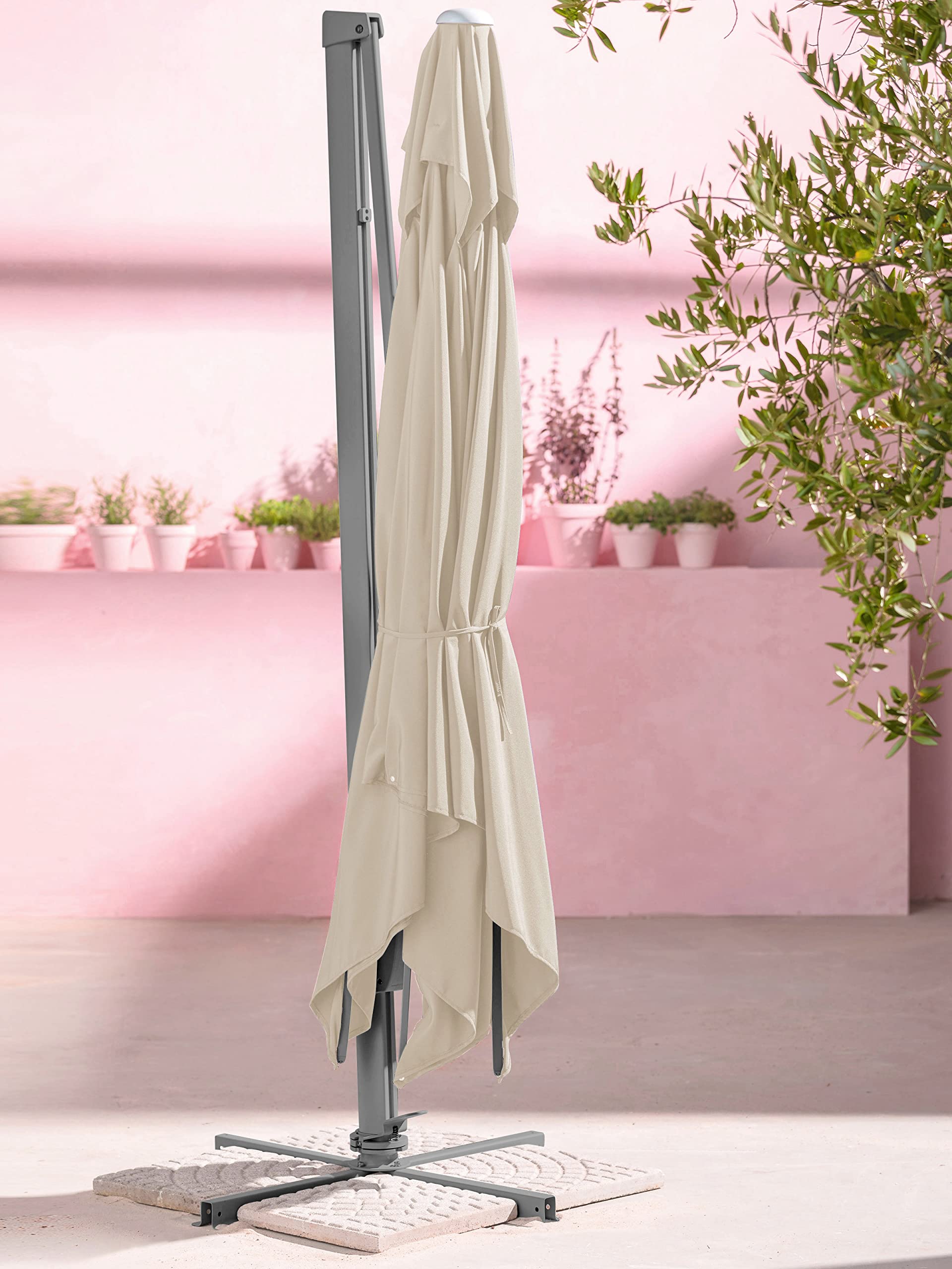 Dehner Premium Lovely Zypern Ampelschirm 300cm creme UV80+
