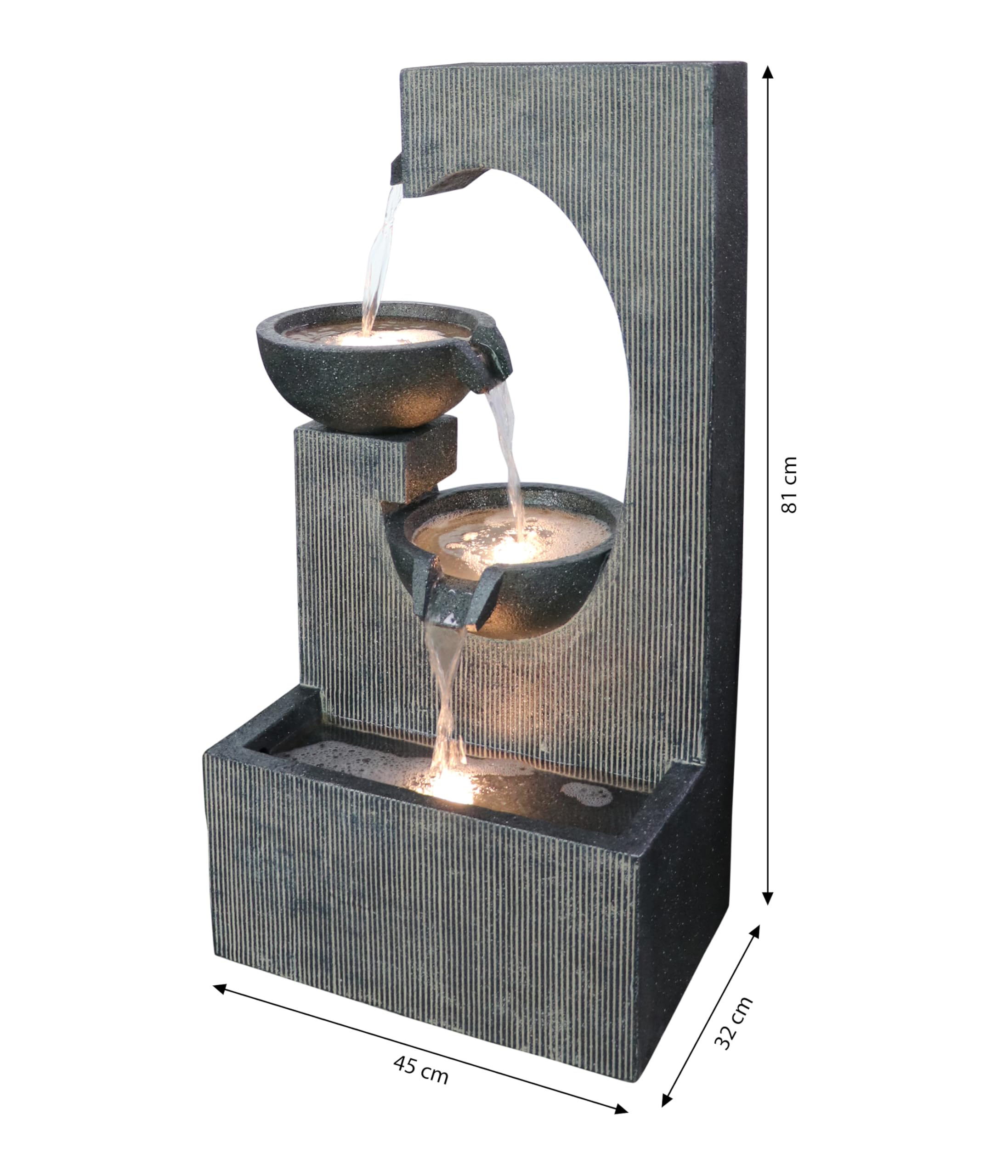 Dehner Premium Lovely Lorca Solarbrunnen 81x45cm LED grau