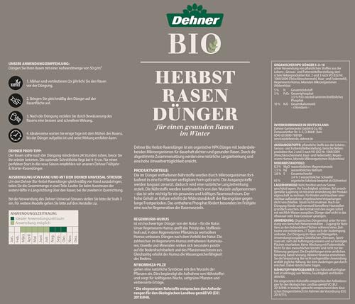 Dehner Bio Herbst-Rasendünger 10,05 kg für 200 qm organisch