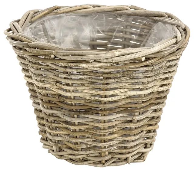 Dehner Premium Rattan Pflanztopf Ø29x20cm grau-braun Geflecht