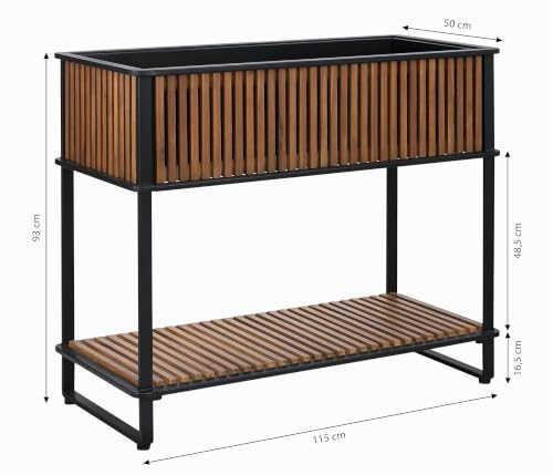Dehner Premium Lovely Boston Balkonhochbeet Akazienholz schwarz-braun