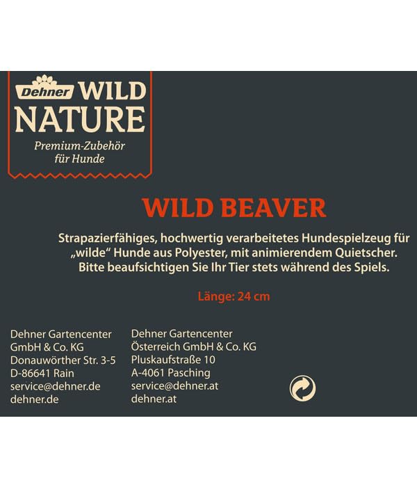 Dehner Wild Nature Wild Beaver Hundespielzeug 22 cm