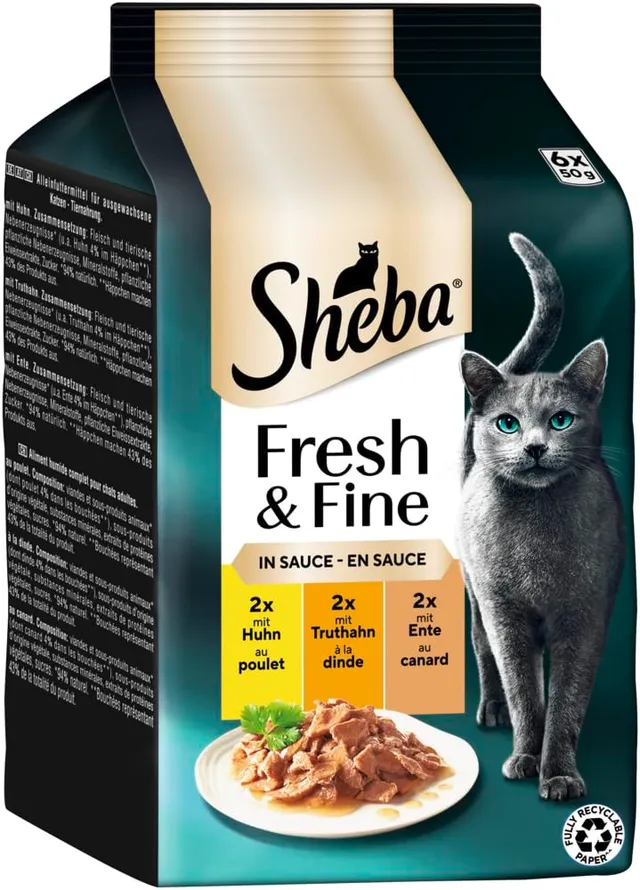 Sheba Fresh Fine Nassfutter Huhn Truthahn 6x50g Sauce