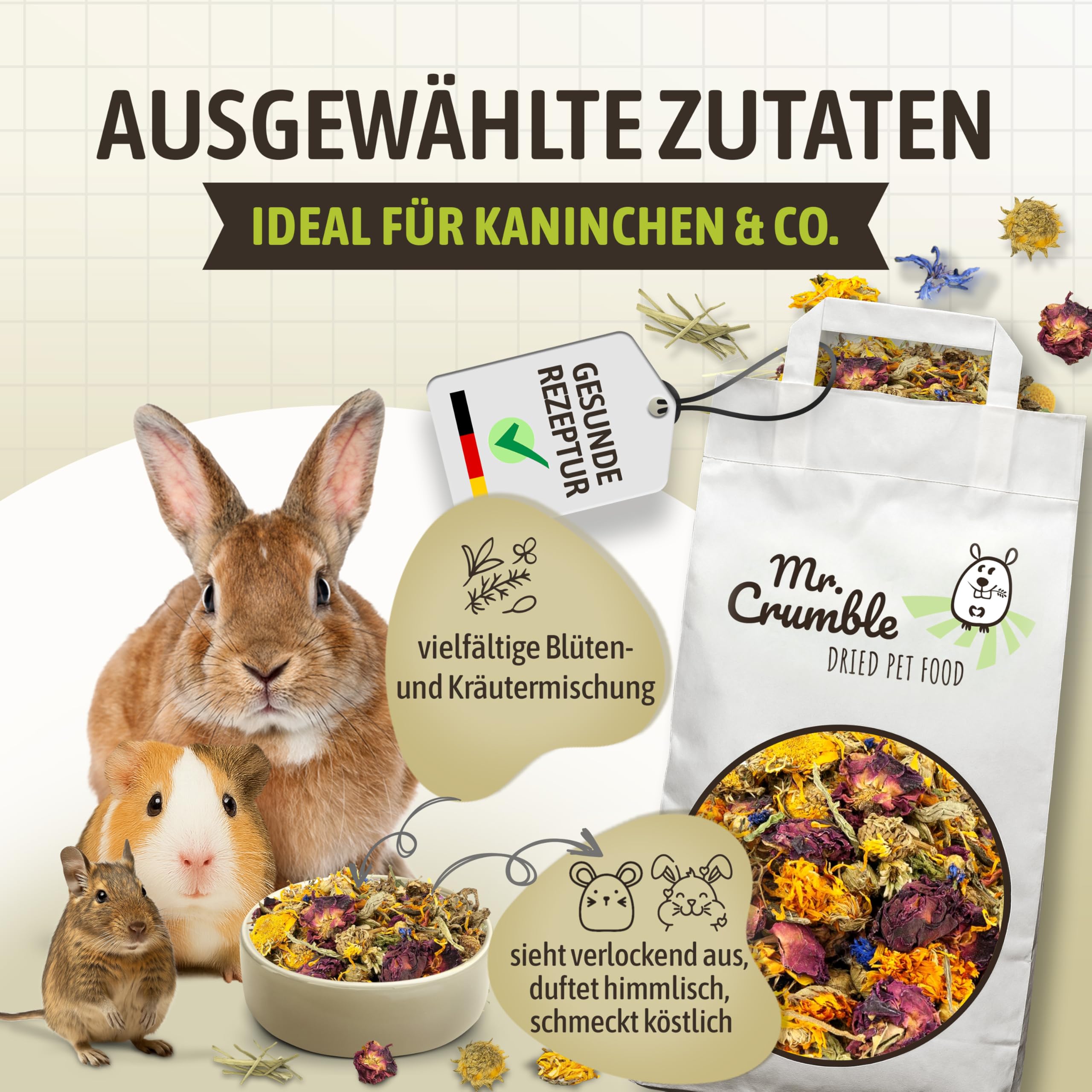 Mr. Crumble Blüten-Kräuter Nagerfutter 1 kg getreidefrei
