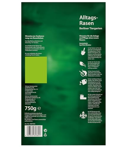 Dehner Berliner Tiergarten Rasensamen 750g für 25qm pflegeleicht