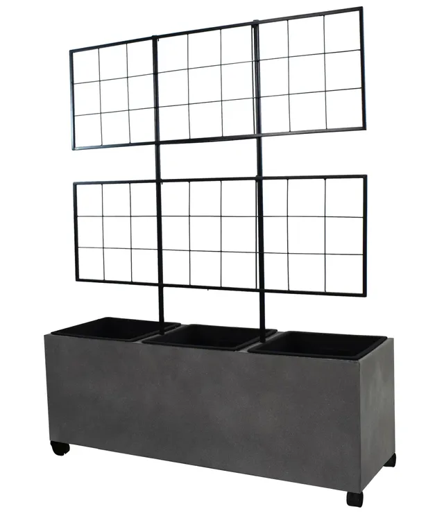 Dehner Milano Spalierkasten grau 100x130x35cm Rollen Beton