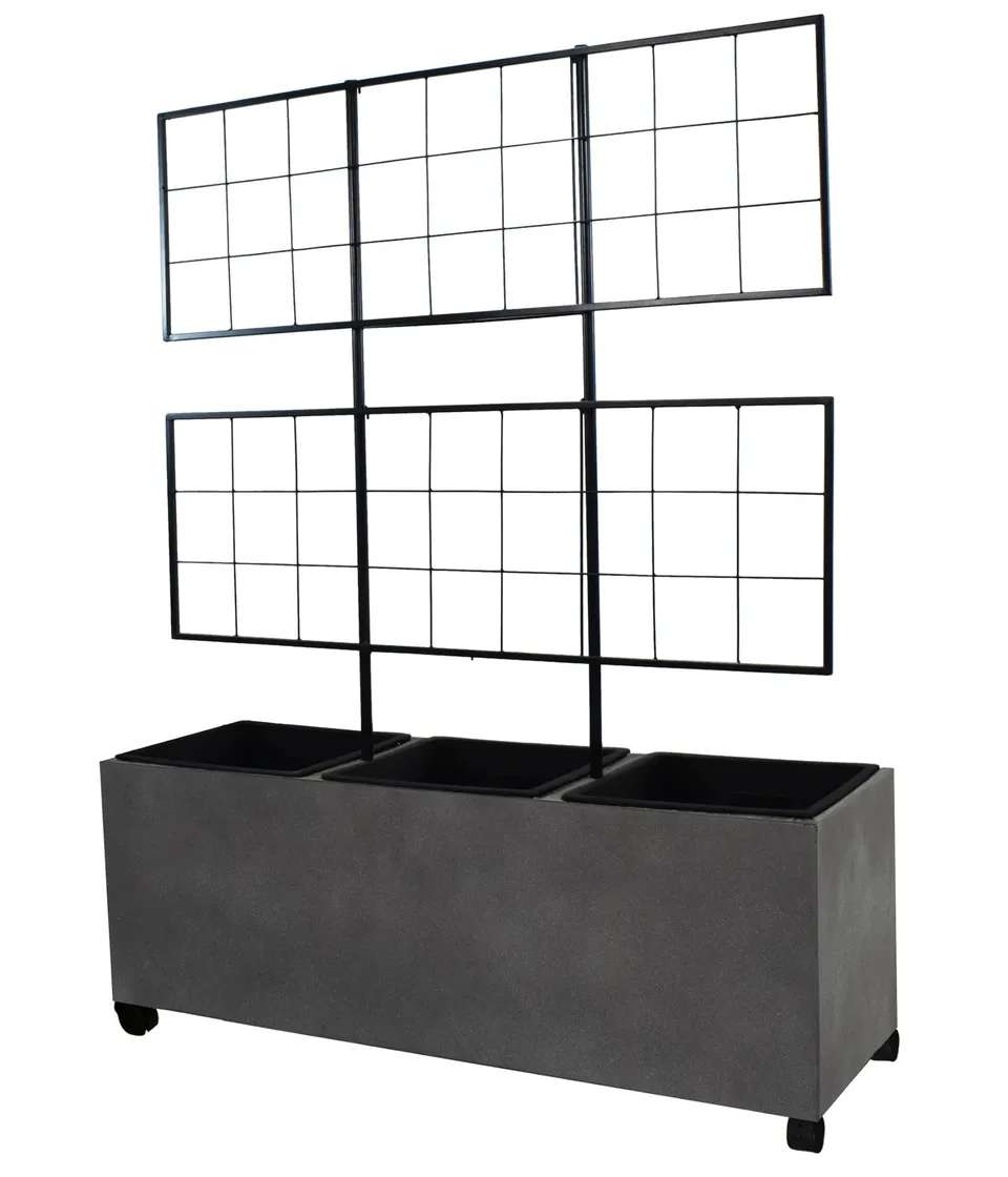 Dehner Milano Spalierkasten grau 100x130x35cm Rollen Beton