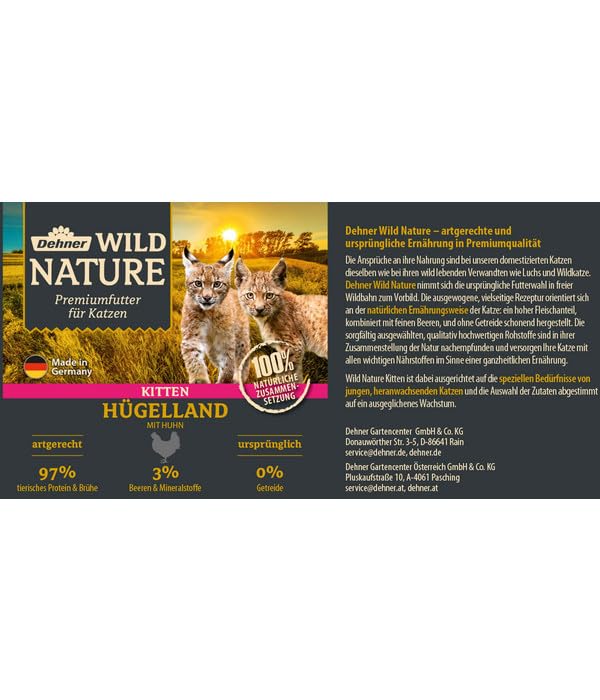 Dehner Wild Nature Hügelland Kitten Nassfutter 6x400g Huhn