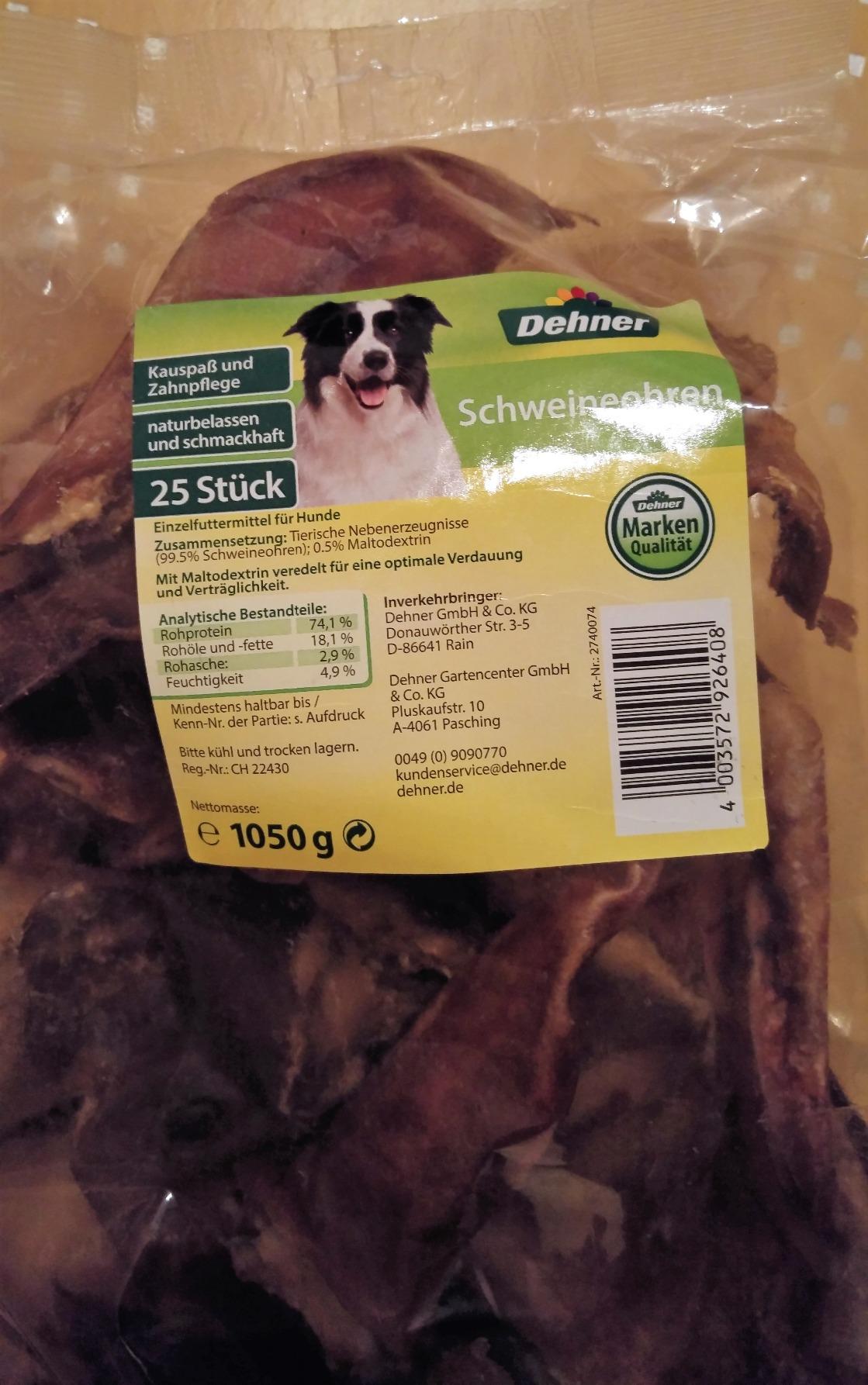 Dehner Lieblinge Hundesnack Schweineohren 1050g luftgetrocknet