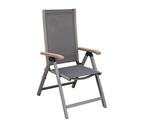 Dehner Premium Lovely Colmar Klappstuhl Teak Textilene grau