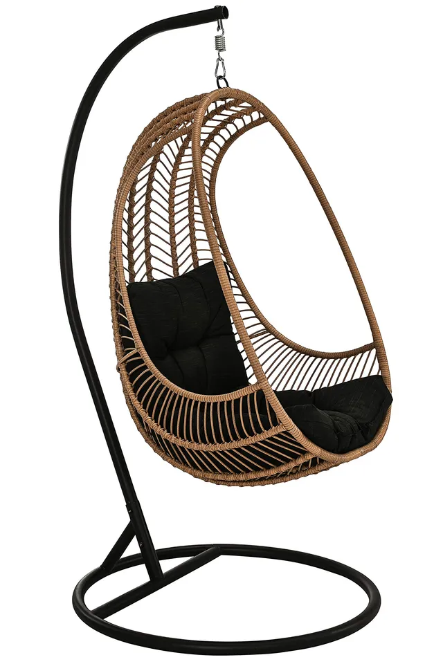 Dehner Venezia Hängesessel schwarz-beige Stahl