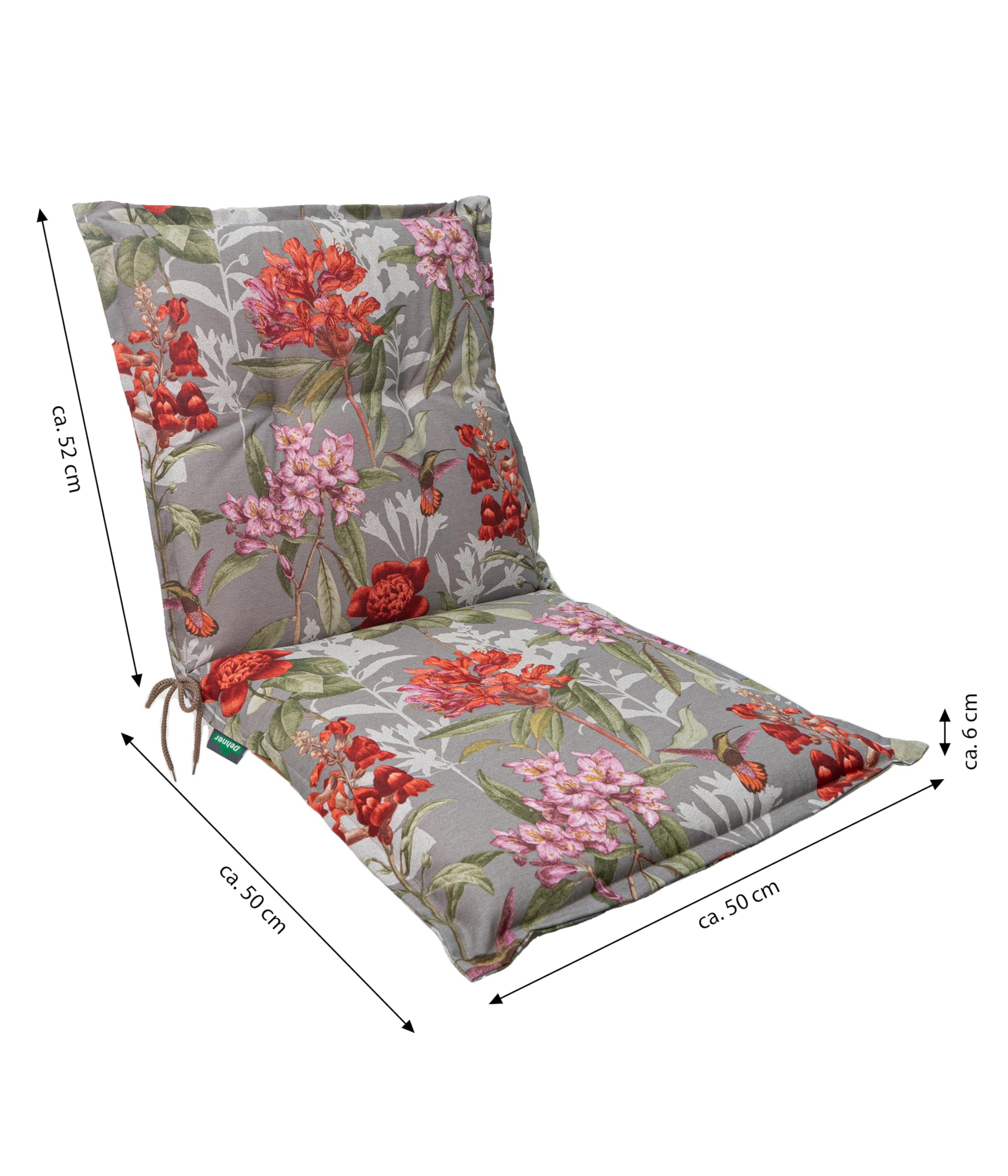 Dehner Toscana Niederlehnerpolster taupe-rot 50x52 cm