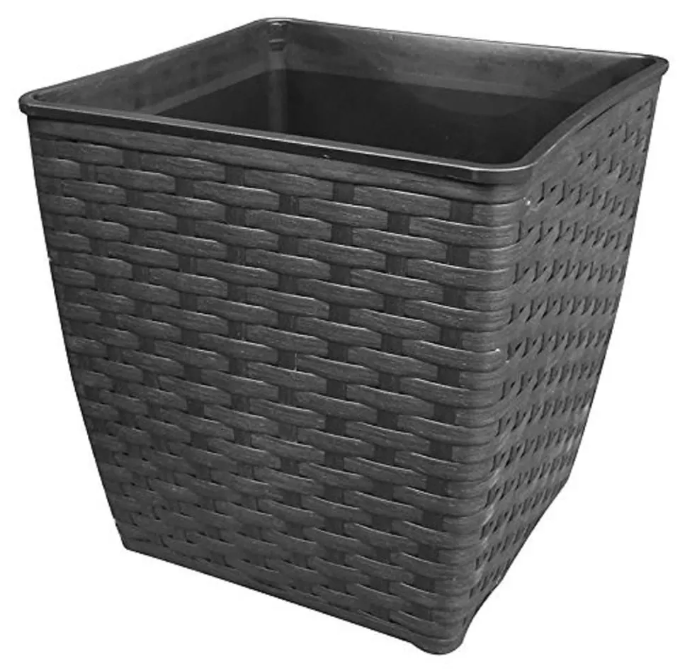 Dehner Premium Polyrattan Pflanztopf schwarz 38x38cm
