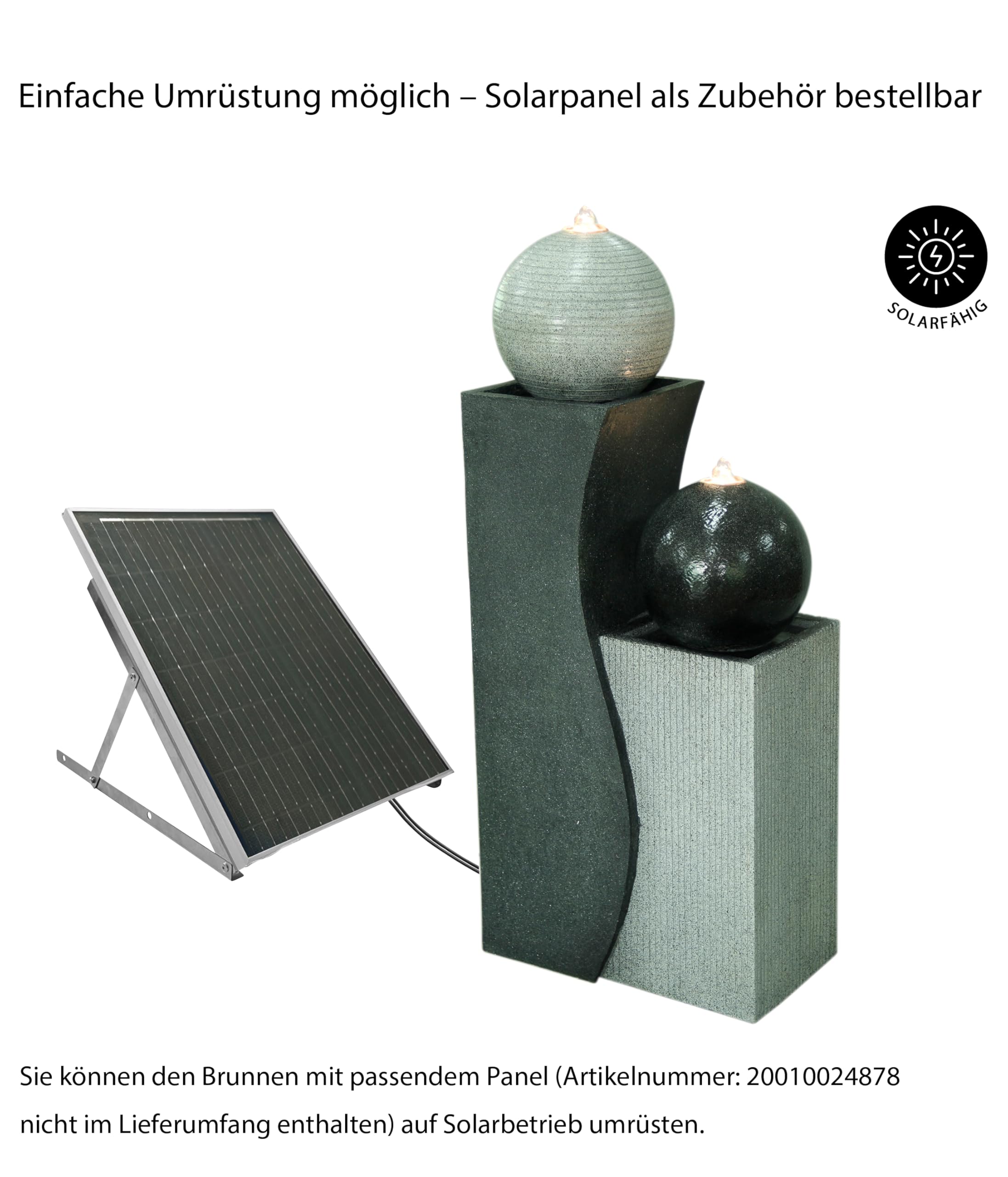 Dehner Ying Yang Gartenbrunnen 94 cm grau LED