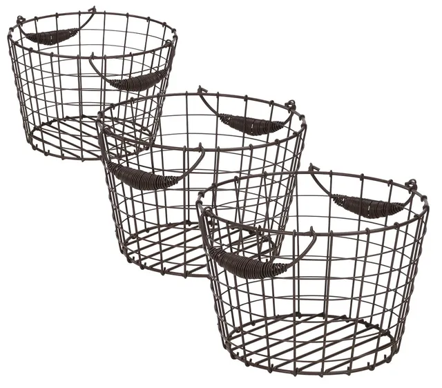 Dehner Premium Lovely Drahtkorb Deko 3er-Set schwarz Metall