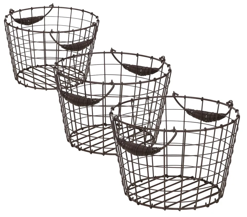 Dehner Premium Lovely Drahtkorb Deko 3er-Set schwarz Metall