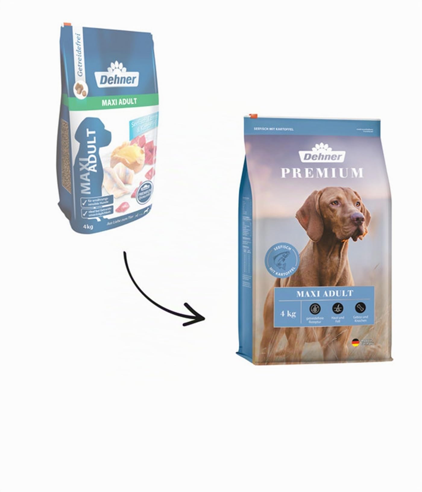 Dehner Premium Maxi Adult Trockenfutter 4kg getreidefrei