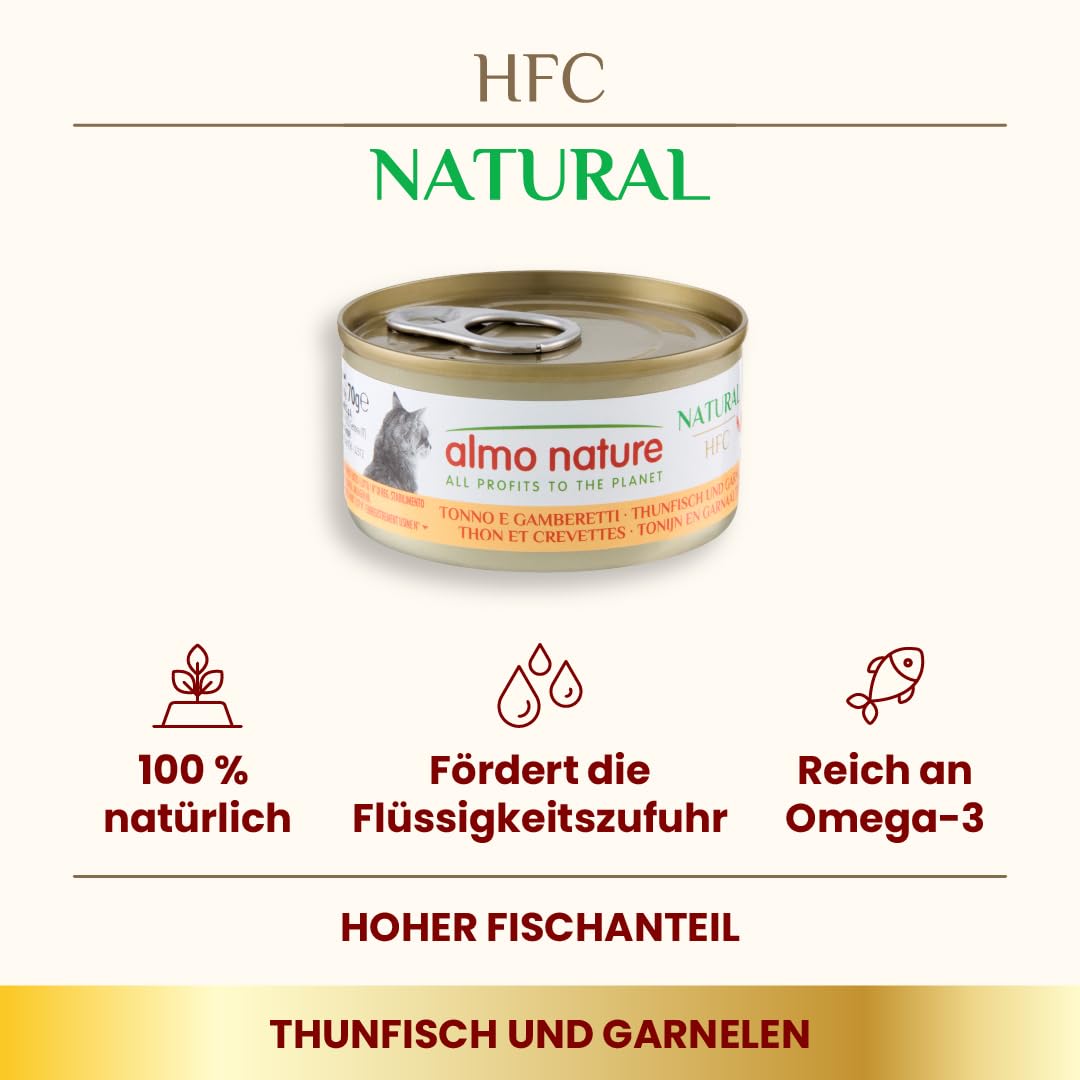 Almo Nature HFC Natural Katzenfutter Thunfisch Garnelen 24x70g natürlich