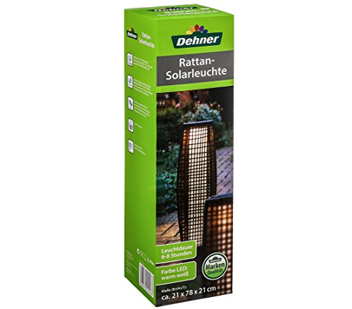 Dehner Pri Solarleuchte 78cm braun Rattan warmweiß