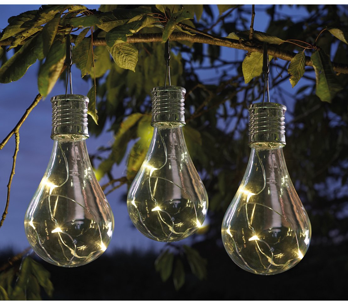 Dehner Solar-Glühbirne 4er Set Glas transparent D7cm