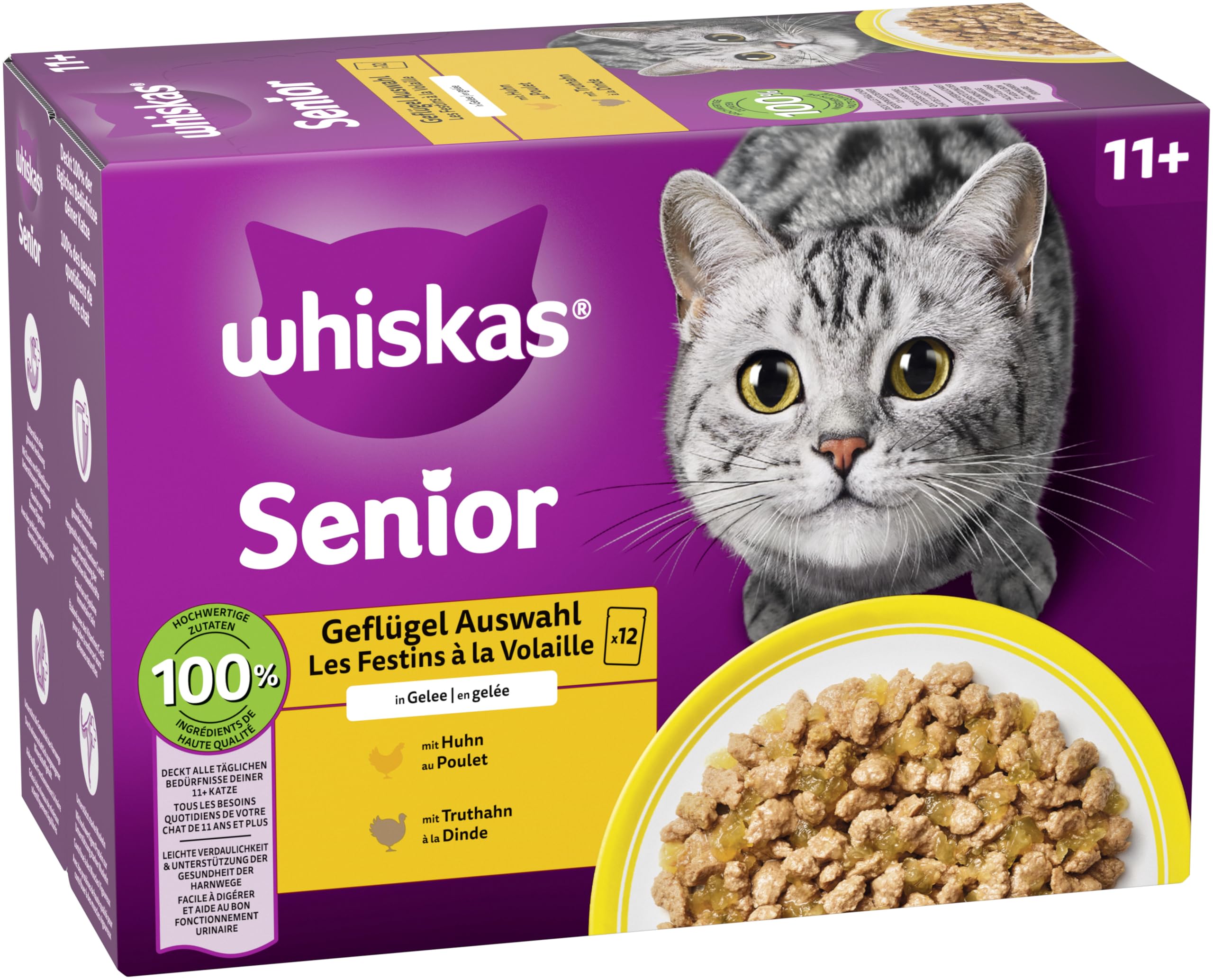 Whiskas Senior 11+ Katzenfutter Huhn 4kg mit Taurin