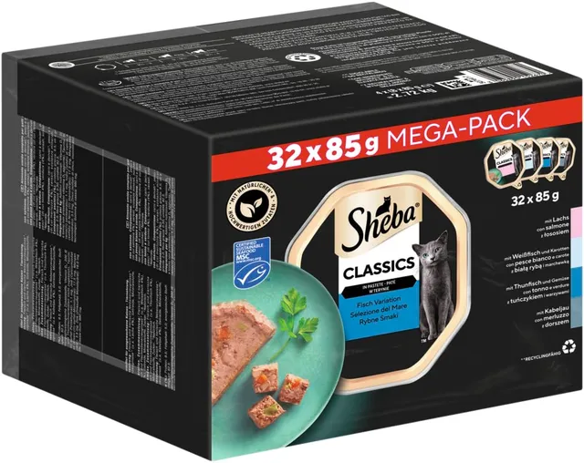 Sheba Classics Fisch Variation Pastete Nassfutter 32x85g MSC