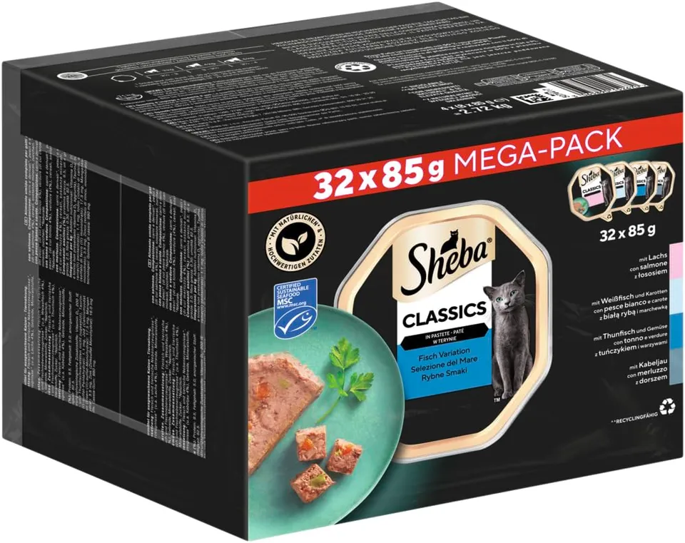 Sheba Classics Fisch Variation Pastete Nassfutter 32x85g MSC
