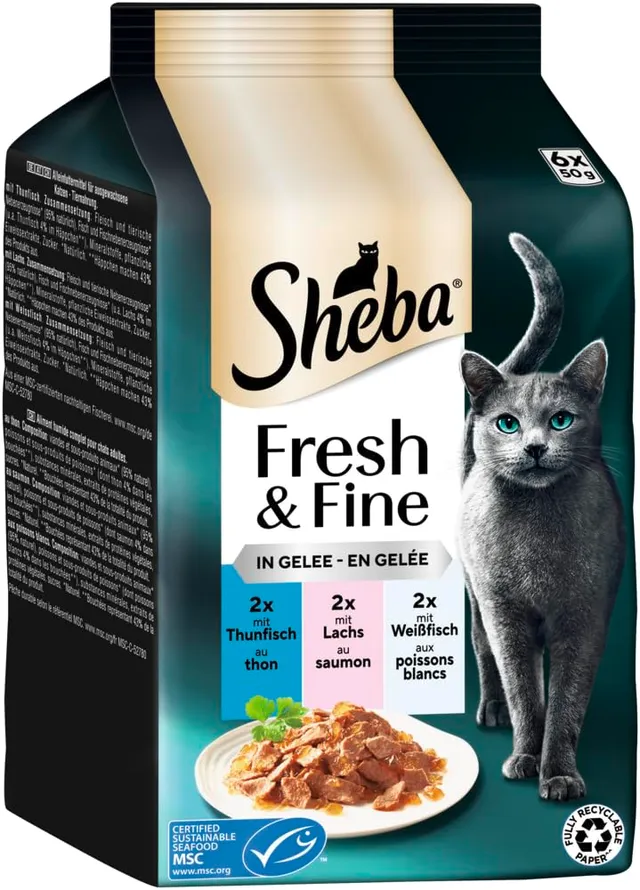 Sheba Fresh Fine Nassfutter Thunfisch Lachs 6x50g Gelee