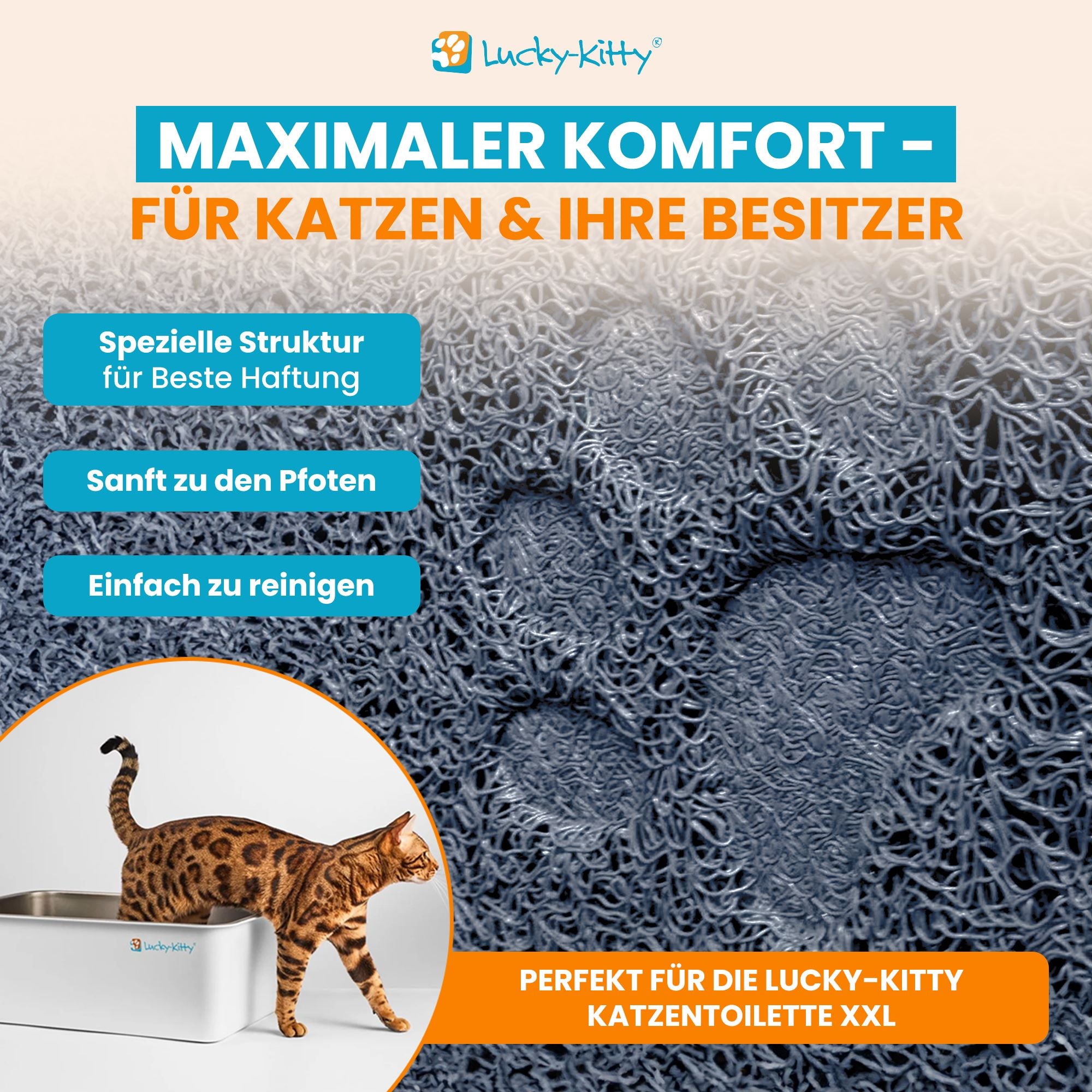 Lucky-Kitty Katzenstreu-Matte Katzenklo-Matte XL 60x40cm