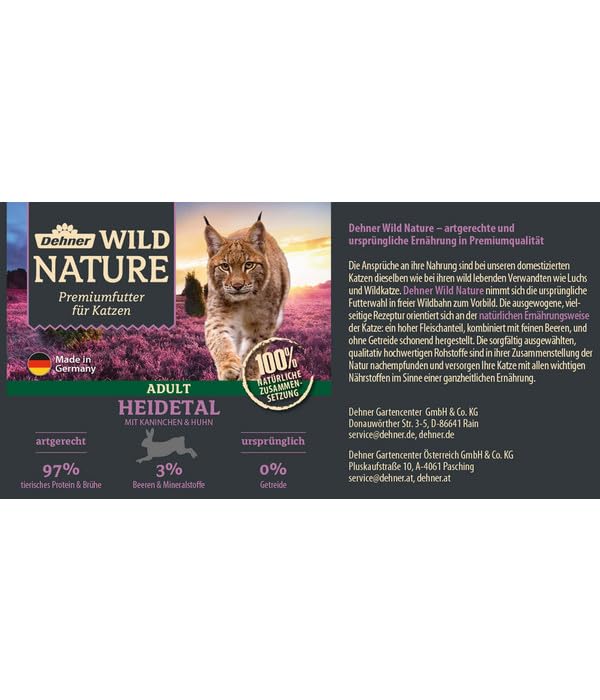 Dehner Wild Nature Heidetal Nassfutter Kaninchen 6x400 g