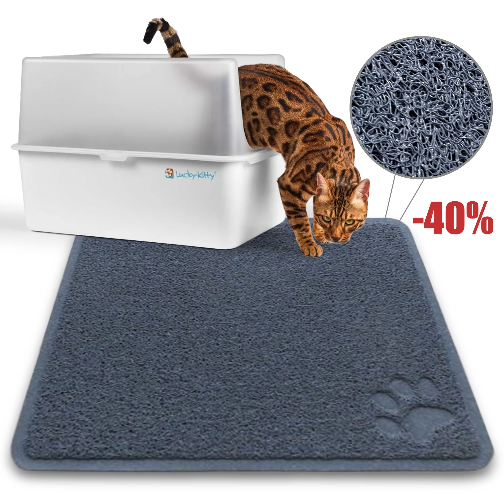 Lucky-Kitty Katzenstreu-Matte Katzenklo-Matte XL 60x40cm