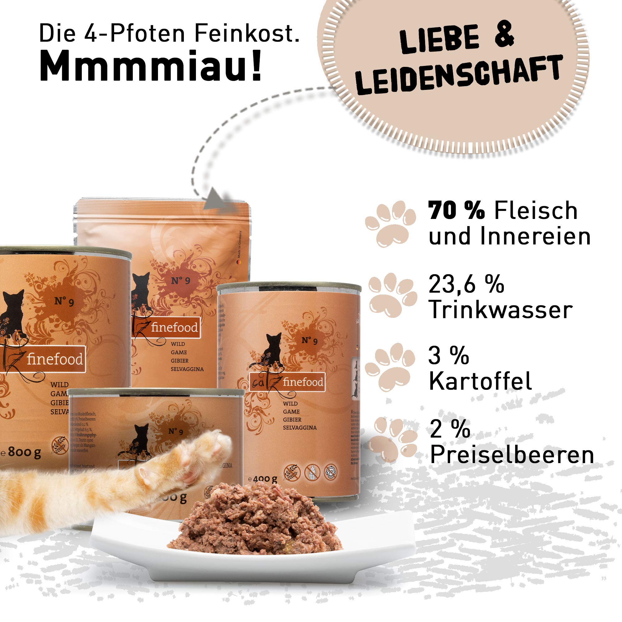 catz finefood No 9 Wild Nassfutter Katze 8x85g Preiselbeere