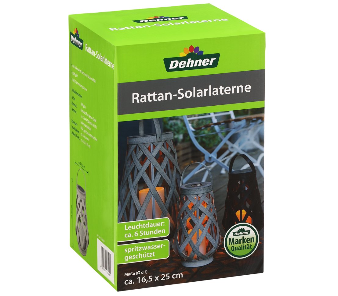 Dehner Solarlaterne Polyrattanoptik hellgrau 25 cm