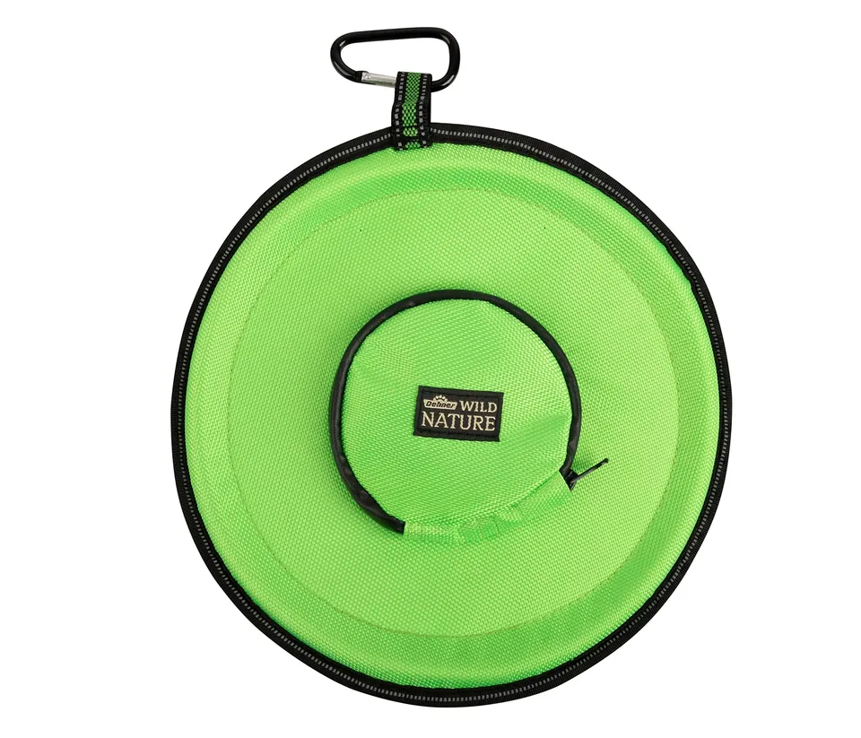 Dehner Wild Nature Green Frisbee Hundespielzeug grün Ø 25 cm mit Fach
