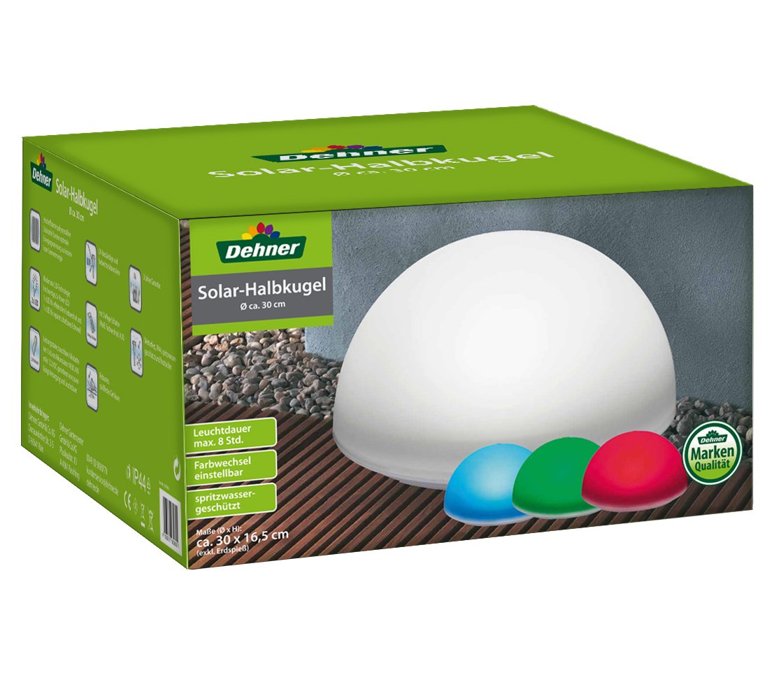 Dehner Solar Halbkugel Farbwechsel Leuchte Ø25cm Kunststoff