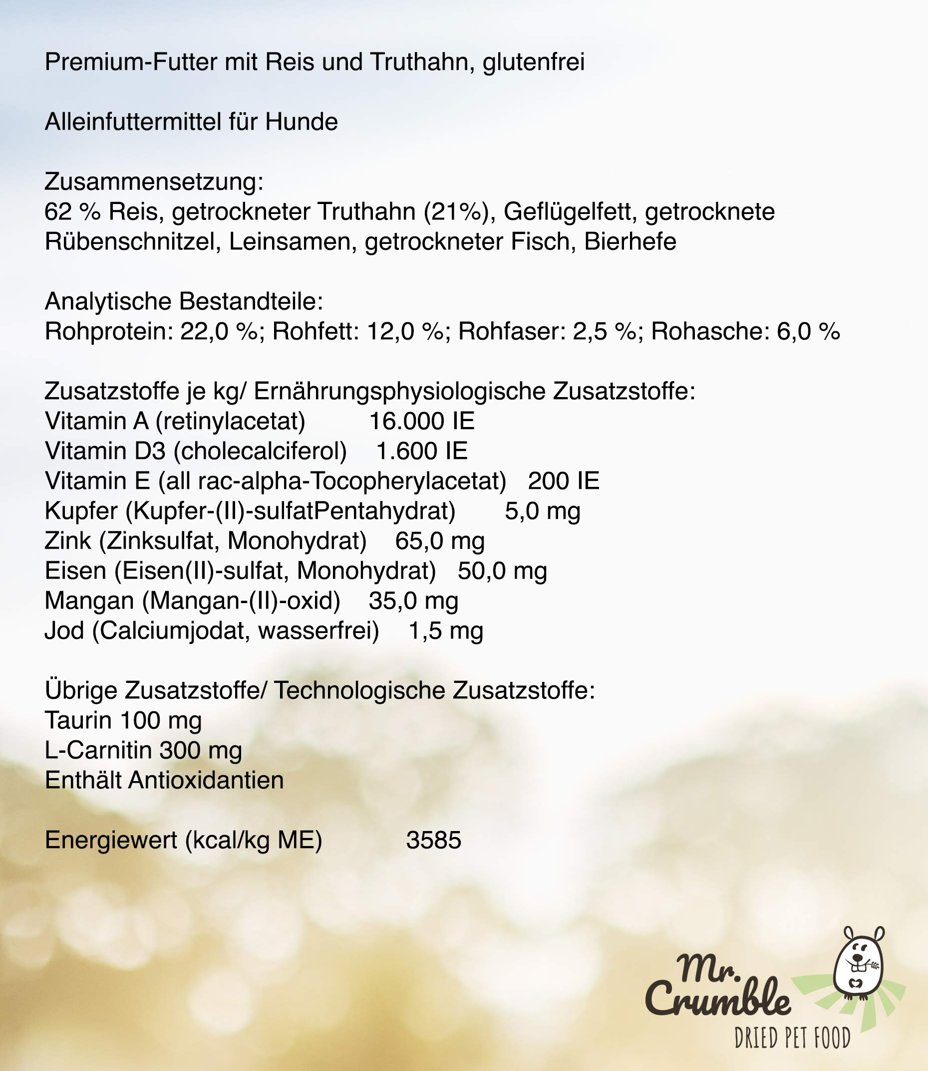 Mr. Crumble Reis Truthahn Trockenfutter 15 kg glutenfrei