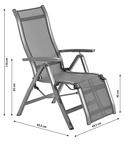 Dehner Relaxstuhl Chicago grau 110x69,5x63,5 cm Alu verstellbar