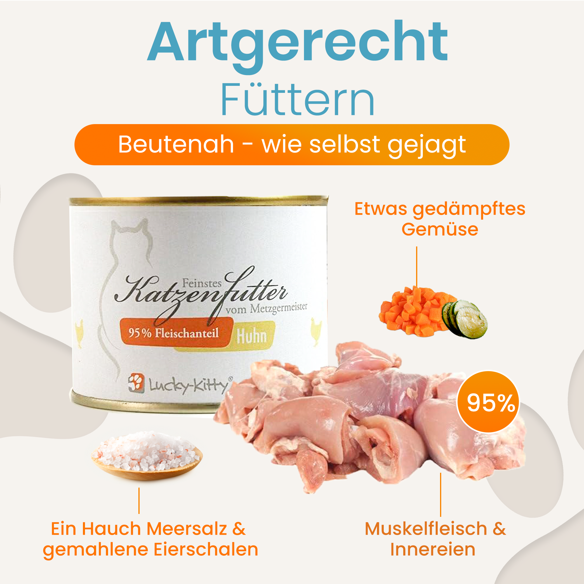 Lucky-Kitty Probierset Nassfutter 3x200g + Creme