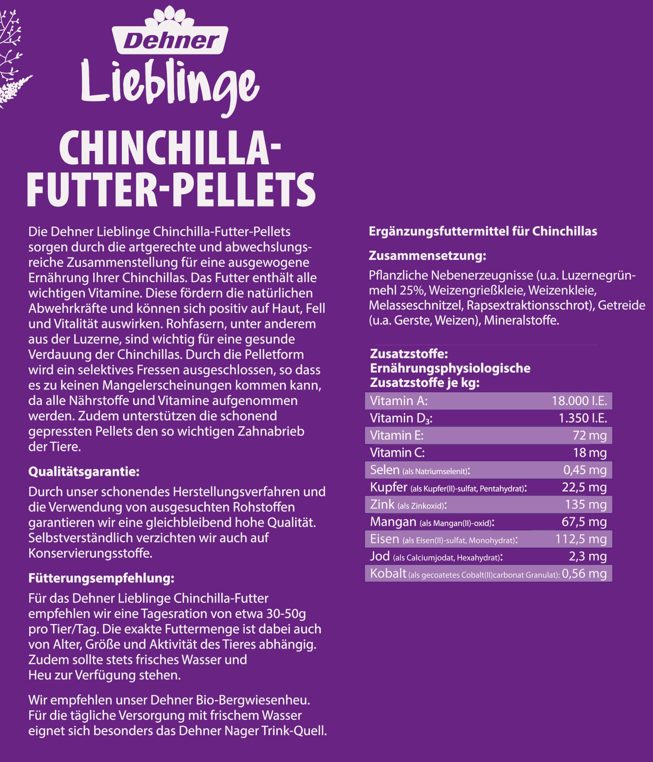Dehner Lieblinge Chinchillafutter Pellets 5kg rohfaserreich