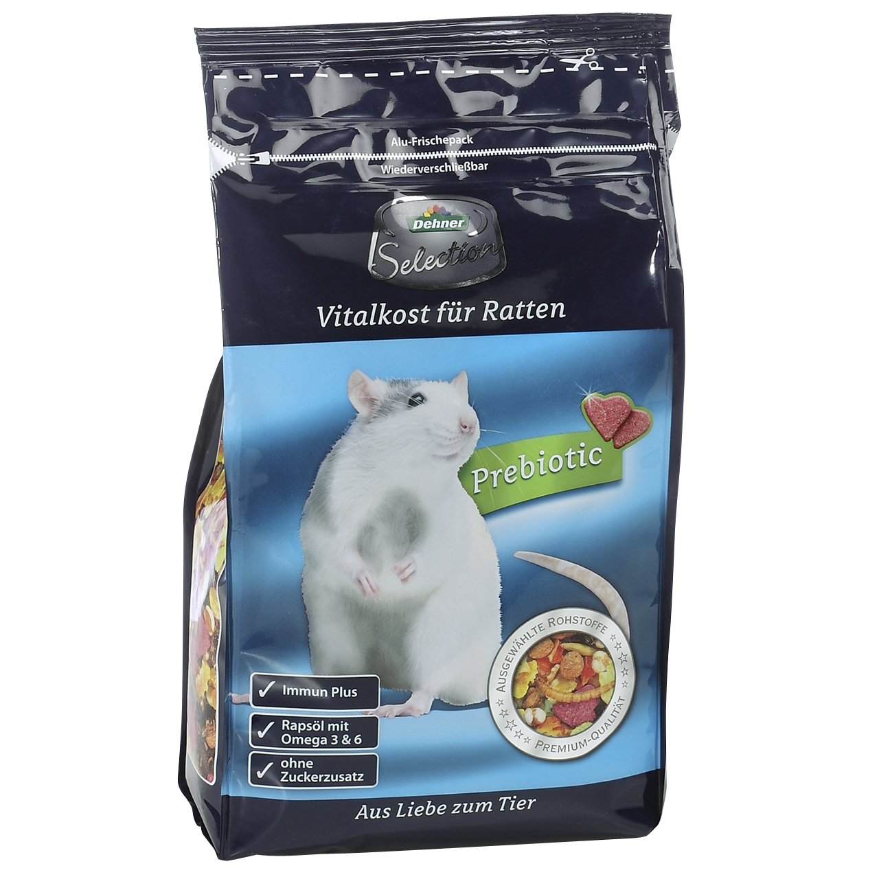 Dehner Selection Rattenfutter Trockenfutter 1 kg prebiotisch zuckerarm