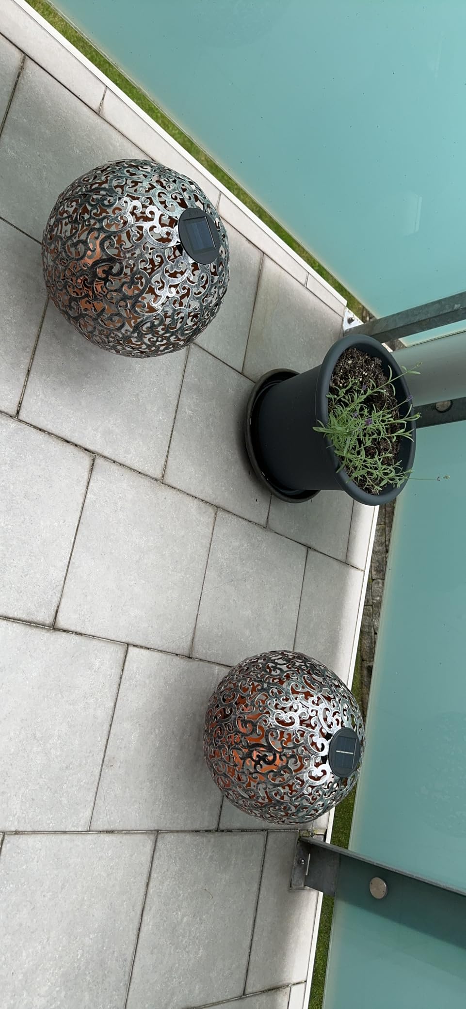 Dehner Solarkugel Luanda Solarleuchte Ø 30 cm silber-kupfer