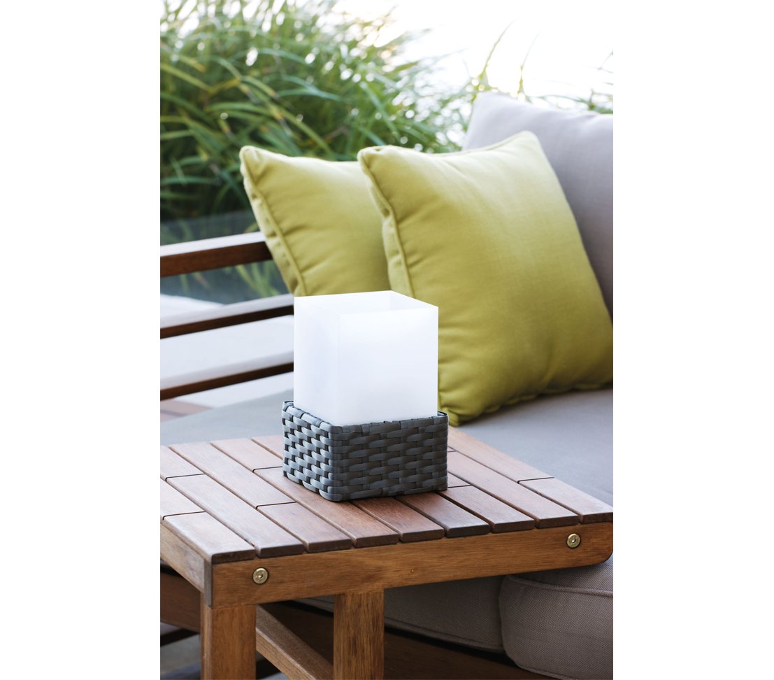 Dehner Premium Lovely Rattan Cube Solarleuchte 21cm dunkelbraun