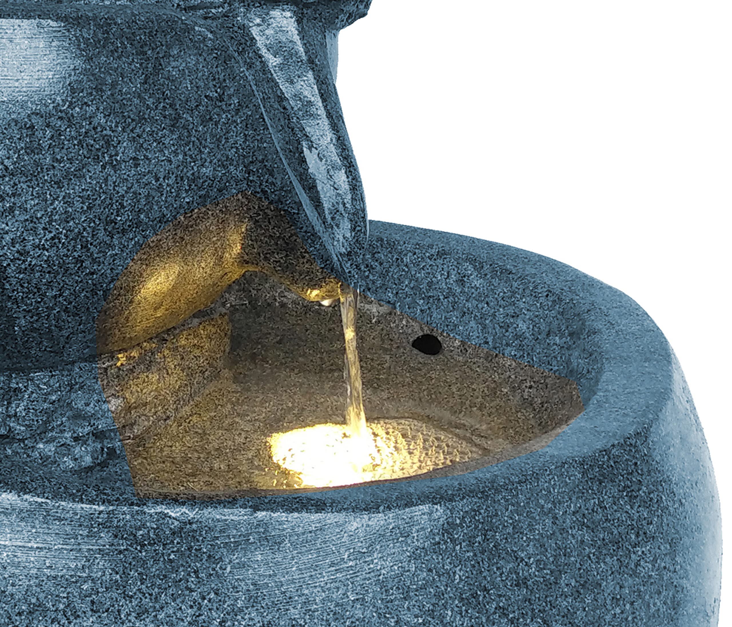 Dehner Bowl Gartenbrunnen LED Polyresin grau 66cm