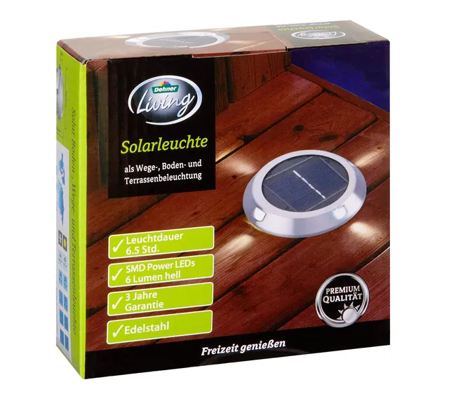 Dehner Living Solarleuchte Edelstahl 12,5 cm 6 Lumen wetterfest