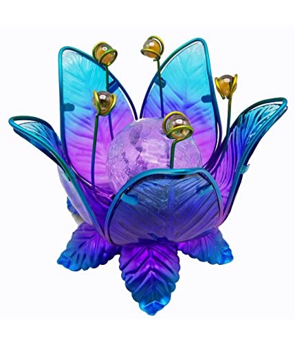 Dehner Lotus Solarleuchte Ø 18 cm blau mit Batterie