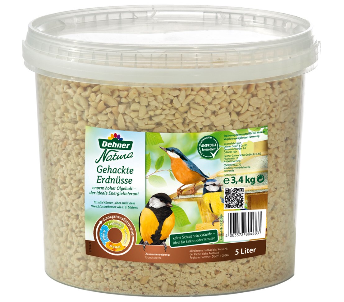 Dehner Natura Insekten-Knödel Wildvogelfutter 30x100g + Erdnüsse 5l