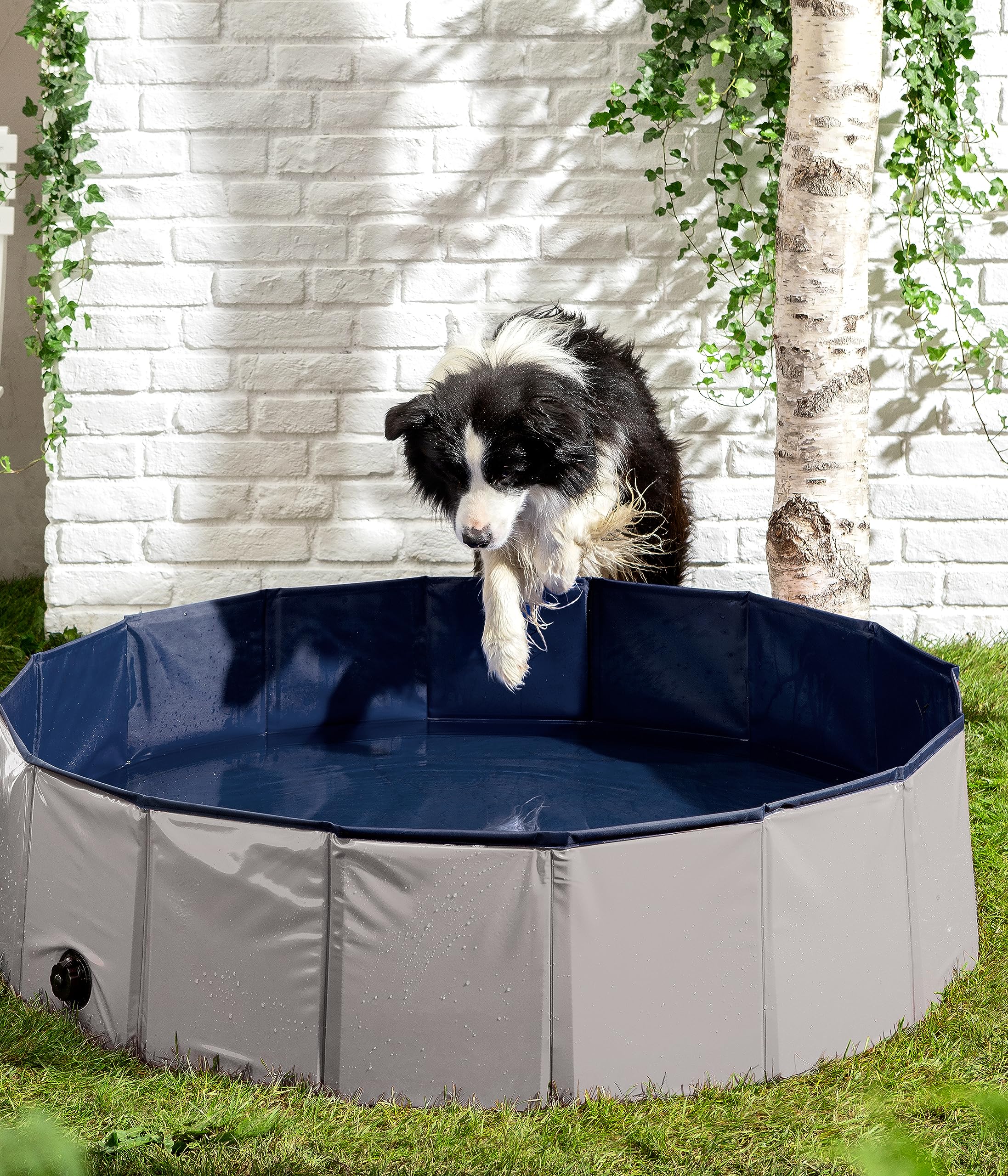Dehner Lieblinge Water Fun Hundepool 120 cm grau-blau faltbar