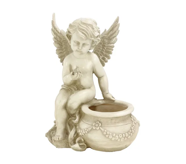 Dehner Premium Lovely Engel Pflanztopf Polyresin beige